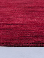 Hand Knotted Loom Wool ECO-Friendly Area Rugs - 6'x6', Square, Dark Red Color, Solid Plain Design, High Pile Handmade Anti Skid Area Rugs for Living Room, Bed Room (L00111)