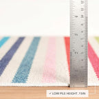 Dash and Albert Rainbow Machine Washable Area Rug - 2' x 3' Multicolor Stripe Washable Accent Rug - Durable, High Traffic Areas Kitchen, Mudroom, Hallways