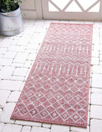Unique Loom Outdoor Trellis Collection Area Rug - Tribal Trellis (2' x 6' 1" Runner, Rust Red/ Ivory)