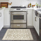 Vintage Entryway Rug 2x3 Washable, Beige Tan White Kitchen Rug, Super Soft Thin 100% Polyester Small Area Rug, Non-Slip Accent Mat for Foyer, Bedroom, Office