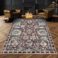 RUGSURE Washable Area Rugs - Perfect for Living Room, Bedroom, Kids Room, Nursery - Stain & Water Resistant Non-Slip, Pet & Child Friendly, Vintage Tribal Area Rugs (Rust and Blue, 6' x 9')