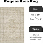 HUGEAR Retro Beige Area Rug 5x7 Machine Washable Living Room Rugs Distressed Vintage Floral Low Pile Carpet Bedroom Office Dining Room Laundry Room Non Slip Soft Lightweight