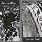 3x5 Black Grey Area Rug for Living Room, Machine Washable Rugs with Non-Slip Backing for Bedroom, Vintage Medallion Carpet Kitchen Laundry Kids Room Decor
