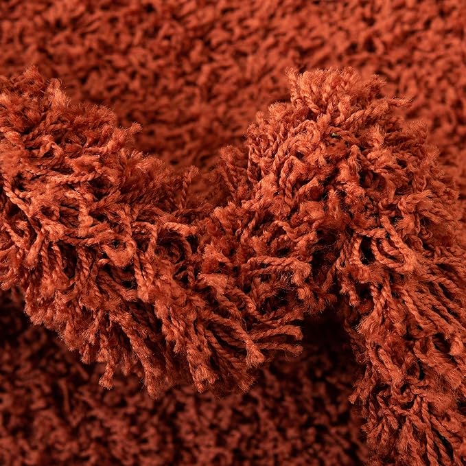 Unique Loom Solid Shag Collection Area Rug (5' 3" Round, Terracotta)