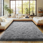 Dark Gray Fluffy Rug Plush Carpet for Bedroom Dorm, Non-Slip High Pile Rug, Shag Rug for Playroom Nursery Home Office Decor 5X7Ft