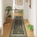 Runner Rug Washable Kitchen 2'x10' Rug Floral Non-Slip for Entryway Indoor Soft Carpet Runner for Hallways, Kitchen, Laundry, Bedroom, Bathroom (Emerald Green)