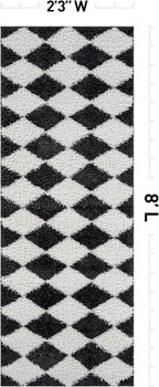 Rugshop Diamond Wave Pattern Shag Runner Rug Anthracite Dark Gray 2' 3" x 8' Perfect for Hallways, Kitchens, or Behind The Sofa