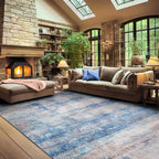 Abstract 5x7 Area Rug for Living Room Dining Room Office Bedroom Blue