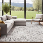 ILANGO Area Rugs 5x7, Moroccan Grey Rugs for Living Room Machine Washable Area Rugs Dedroom with Rubber Backing Non Slip Carpet for Farmhouse Dining Room, Ultra-Thin, Foldable, Easy Clean