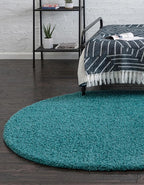 Unique Loom Solid Shag Collection Area Rug (8' x 10' Oval, Deep Aqua Blue)