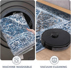 KOZYFLY Runners for Hallways 3x20 Ft Extra Long Washable Kitchen Thin Runner Rug Boho Runner Rug for Entryway Indoor Blue Printed Oriental Faux Wool Stair Floor Carpet Runner for Stair Kitchen Hall