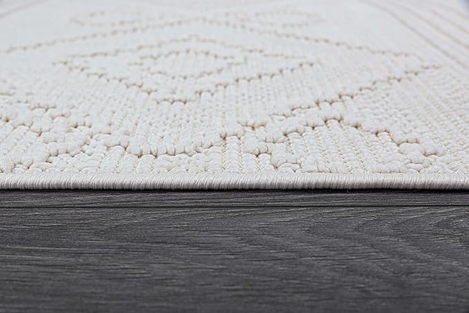 Beverly Rug Micro Loop Large Area Rug White 10x14 Modern Luxury Boho Geometric Durable Indoor Area Rugs for Living Dining Room Office Stain Resistant Non Shedding Casual Indoor Carpet White 10 x 14