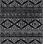 SAFAVIEH Tulum Collection Area Rug - 12' Square, Black & Ivory, Moroccan Boho Tribal Design, Non-Shedding & Easy to Clean, Ideal for Living Room, Bedroom, Dining Space (TUL272Z)