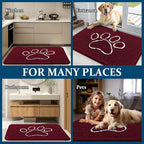OLANLY Dog Door Mat for Muddy Paws 70x24, Paw Print Design, Absorbs Moisture and Dirt, Absorbent Non-Slip Washable Doormat, Quick Dry Chenille Mud Mat for Dogs, Entry Indoor Entryway Carpet, Burgundy