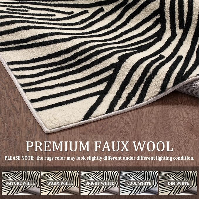 YIHOUSE 9×12 Ft Washable Rug, Black and White Abstract Area Rug for Bedroom, Living Room, Dining Room, Office, Playroom, Nursery, Ultra Thin Nonslip Modern Large Rugs Soft Contemporary Striped Rugs