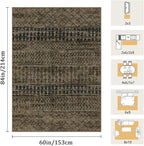 5x7 Machine Washable Area Rug for Living Room, Brown Black Vintage Moroccan Rug Large Non-Slip Low Pile Soft Faux Wool Carpet, Kids and Pets Friendly for Bedroom Dining Room Farmhouse Home Decor Rug