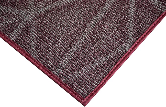 Furnish my Place Geometrical Pattern Indoor/Outdoor Refine Burgundy Abstract Area Rug, Doorway Mat, Contemporary Rug for Living Room, Entryway, Made in USA - 3' x 10' Oval