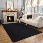 Amearea Large Modern Area Rugs for Bedroom Living Room, 5x8 Feet Black Thickened Memory Foam Rug, Fluffy Indoor Washable Rugs Non Slip Minimalist Carpet for Boys Girls Dorm Nursery Room Decor