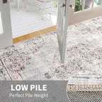 Easy-Going Large Area Rug 8x10 Washable Boho Rugs for Living Room Non-Slip Bedroom Rug Low Pile Lightweight Vintage Distressed Throw Rug for Dining Room Kitchen Home Office Carpet, Grey Brick