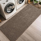 HQAYW 2x6 Soft Runner Rug for Hallways, Thickened Memory Foam Small Throw Bedside Rugs for Bedroom Living Room, Indoor Low Pile Washable Non Slip Carpet for Teens Kids Nursery Dorm Decor, Brown