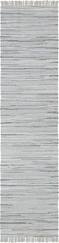 SAFAVIEH Rag Rug Collection Runner Rug - 2'3" x 16', Grey, Handmade Boho Stripe Cotton, Ideal for High Traffic Areas in Living Room, Bedroom (RAR121A)