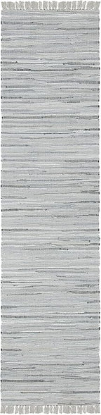 SAFAVIEH Rag Rug Collection Runner Rug - 2'3" x 16', Grey, Handmade Boho Stripe Cotton, Ideal for High Traffic Areas in Living Room, Bedroom (RAR121A)