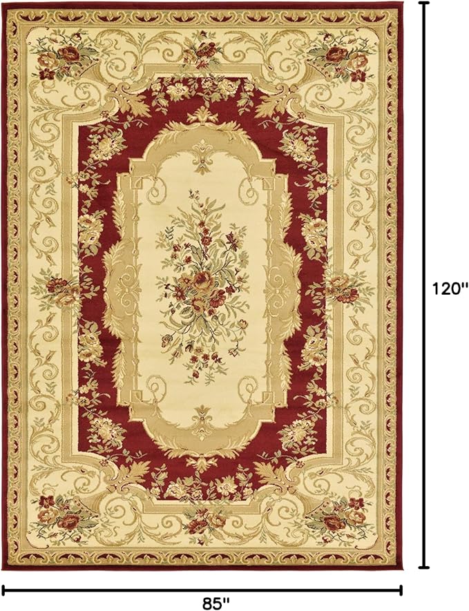 Unique Loom Versailles Collection Traditional Classic Floral Motif Area Rug (7' 0 x 10' 0 Rectangular, Burgundy/ Ivory)