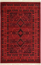 Unique Loom Tekke Collection Area Rug - Sheibani (6' 1" x 9' Rectangle, Red/ Black)