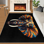 Indian Gods Rugs for Bedroom - 4x6 Area Rug - Ganesha Rugs for Living Room, Abstract 3D Ganesha Rug, Non-Slip Washable Home Decor Carpet