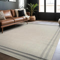 Easy Jute Rugs 4x6 Bordered Bone Color Living Room Indoor Outdoor Area Rug for Patio and Kitchen Rug High Traffic Washable Easy to Clean Solid Boho Woven Design Outside Carpet (4 x 6)