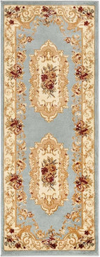 Rugs.com Chateau Collection Rug – 2' x 5' 3 Runner Light Blue Medium Rug Perfect for Hallways, Entryways