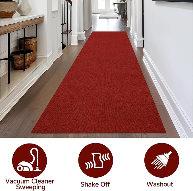 jxgzyy 3 x 16.5ft Red Carpet Runner for Party, Durable Non-Slip Carpet for High-Traffic Areas, Red Carpet Aisle Runner for Wedding, Hollywood Movie Award Ceremony Party Decoration