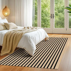 KOZYFLY 5x7 Ft Area Rug Striped Outdoor Rug Brown and Black Washable Indoor Outdoor Rug Cotton Outdoor Patio Rugs Farmhouse Rugs for Living Room Carpet for Patio Dining Room Bedroom