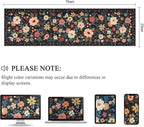 DUKINO Runner Rug, 2x7 Boho Kitchen Rug for Hallways with Low Pile Design, Washable Non Slip Backing Soft Floral Runner for Kitchen, Hallway, Entryway, Bedroom, Laundry, Black