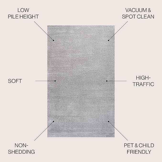 JONATHAN Y Haze Solid Low-Pile Light Gray 6' Round Indoor Area Rug, Coastal,Bohemian,Minimalist,Classic, Easy-Cleaning for Living Room,Bedroom,Kitchen,Pet Friendly,Non-Shedding (SEU100K-6R)