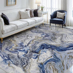 4x6 Washable Area Rugs for Living Room, Blue Modern Abstract Rug Entryway Kitchen Non Slip Throw Rug, Stain Resistant Carpet for Dining Room Playroom Bedroom, Pet & Kids Friendly