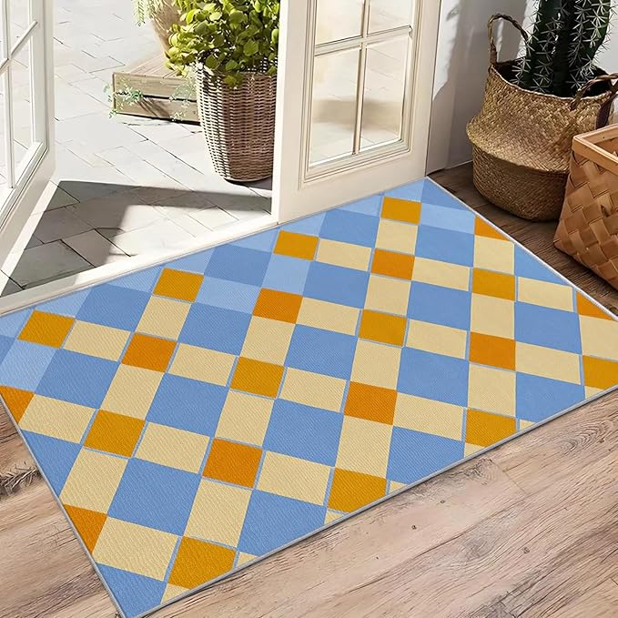 Checkerboard Rugs for Living Room - 5x6ft - Retro Geometric Rug for Bedroom Non Slip Low Pile Machine Washable Area Rugs, Checkerboard Carpets House Decor & Gifts