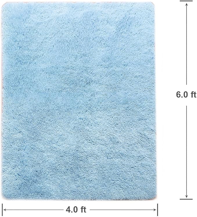 Beglad Fluffy Area Rugs 3 x 5 Feet, Modern Minimalist Style Shag Rugs, Non-Slip Indoor Carpet Soft Rugs for Bedroom, Living Room, Cobalt Blue