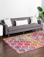 Rugs.com Lattice Frieze Collection Rug – 4' x 6' Multi Medium Rug Perfect for Living Rooms, Large Dining Rooms, Open Floorplans