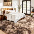 Soft Shaggy Rugs Fluffy Rug, Plush Area Rugs for Living Room Nursery Home Decor, Tie-Dyed Brown Anti-Skid Rectangular Fuzzy Rug 8x10 Feet