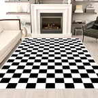 Checkered Rug 4x6 Rugs for Living Room Modern Minimalist Washable Black and White Checkered Non-Slip Large Rug for Office Playroom (Black and White, 4x6ft)