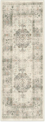 RUGGABLE Washable Vintage Runner Rug – Sarrah Sage 2.5x7, Stain-Resistant, Non-Slip Hallway Runner – Machine Washable Rug for Hallway, Entryway, Living Room & Kitchen – with Cushioned Pad