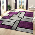 Geometric Area Rug - Decorative Home & Office Rug - Indoor Carpet for Living Room, Bedroom, Family or Dining Room - Non-Fading Polyester Material, Stain-Proof - Made in Turkey - Purple, 8 x 10