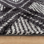 Rugshop Geometric Shag Area Rug Anthracite Dark Gray and White 2' x 3' Ideal for Entryways, Kitchens, or Small Spaces