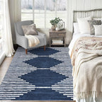 HelloTree Area Rug 3x5 Geometric Rug,Washable Modern Neutral Stain Resistant Indoor Carpet Boho Living Room Moroccan Rugs Fluffy Rug for Living Room Bedside Room Decor for Family-Blue