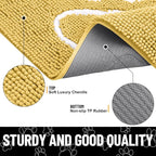 Smiry Dog Door Mat for Muddy Paws, Absorbent Dirt Trapper Non Slip Quick Dry Washable Chenille Mat for Mud Dogs, Entry Rug for Indoor and Outdoor (36x24 Inches, Yellow and White)