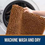 OLANLY Bathroom Rugs 36x24, Extra Soft Absorbent Chenille Bath Rugs, Rubber Backing Quick Dry, Machine Washable Bath Mats for Bathroom Floor, Tub and Shower, Home Decor Accessories, Ochre