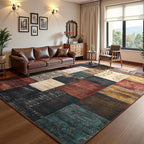 DweIke Washable Area Rugs for Living Room, 6x9 Large Bedroom Rugs, Geometric Print Non Slip Low Pile Indoor Throw Carpets for Bedroom Apartment Dining Room Home Office Hardwood Floor, Colorful