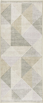 ReaLife Rugs Machine Washable Area Rug Runner - Living Room Bedroom Bathroom Kitchen Entryway Office - Padded Low Pile Stain Resistant Premium - Modern Geometric Contemporary - Miles - Beige 2'6"x6'