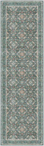 WITSHOCK Washable 3x10 Long Runners Rugs for Hallways,Vintage Neutral Hallway Rugs for Entryway Kitchen Bedroom,Vintage Farmhouse Home Decor(Teal Blue,3x10)